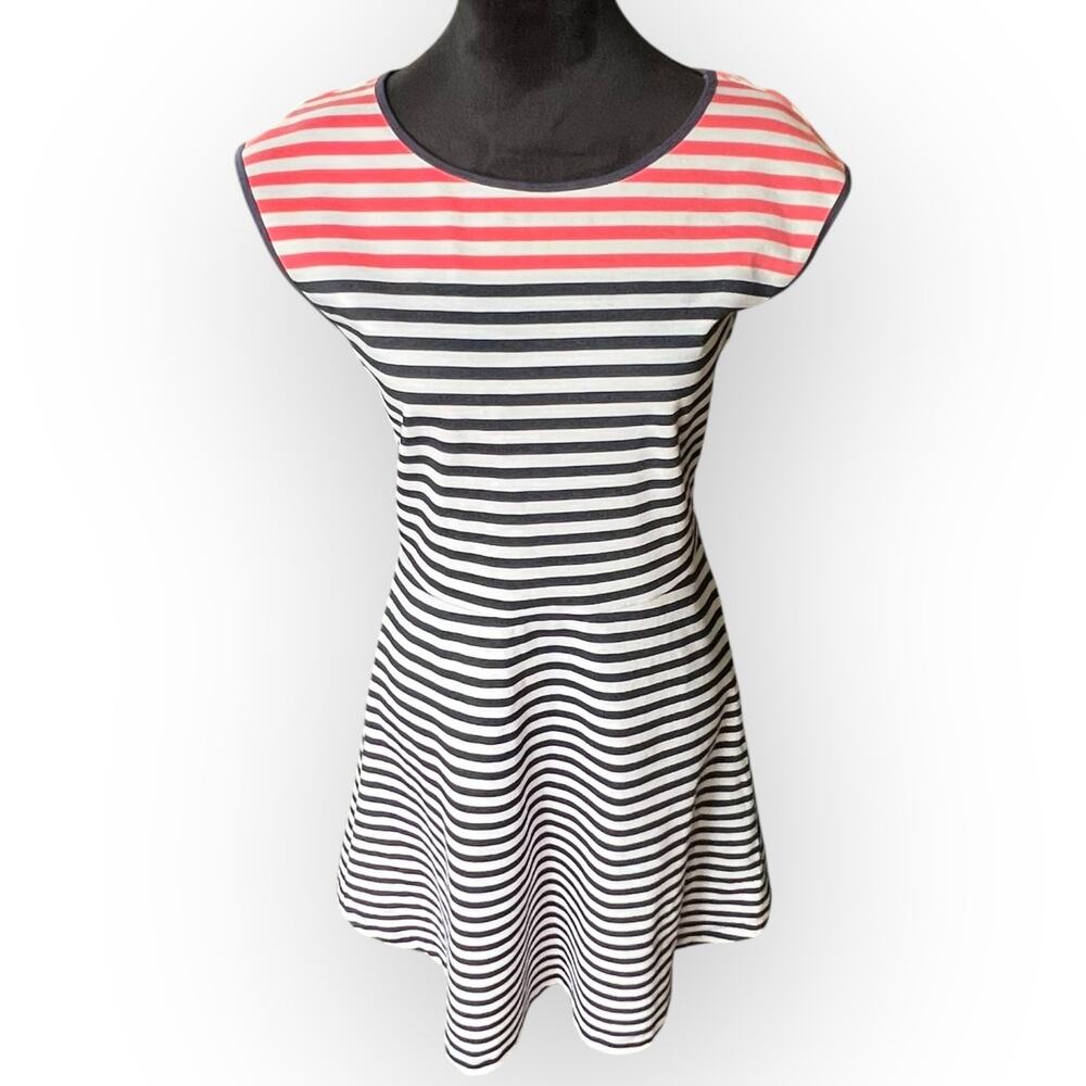 Draper James Women's Blue Pink White Stripe Ponte Knit Fit & Flare Dress Size M - Picture 10 of 13